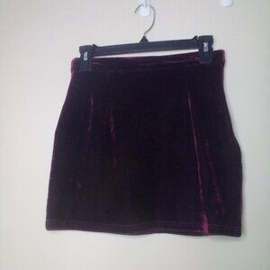 Tobi Skirt S Women Mini Velvet Side Zipper Red